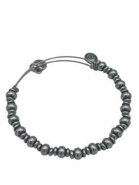 Beaded Bangle Bracelet Silver Tone Adjustable Women